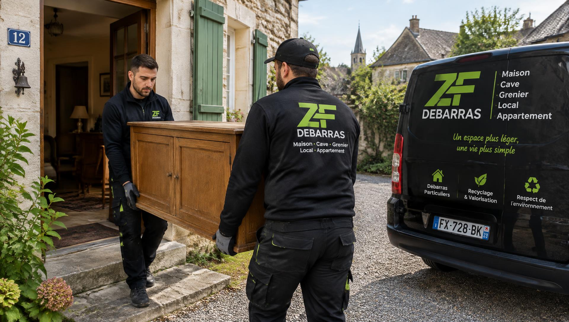 Équipe sortant un meuble d'une maison